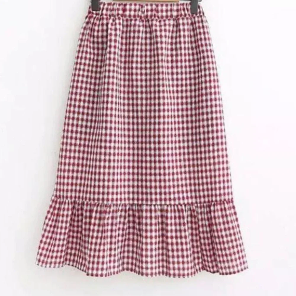 Women's Skirts Korean Style Midi Knee Lined invisible Zipper elastic waist NWT - Picture 2 of 3